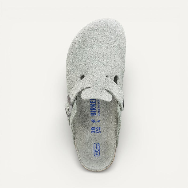 Boston Soft Footbed Sage Suede Leather Narrow