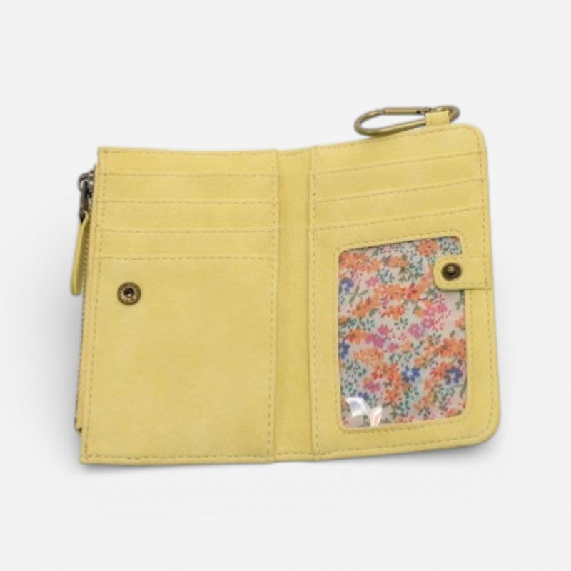 Bobbie Bifold Wallet With Carabiner Pastel Yellow