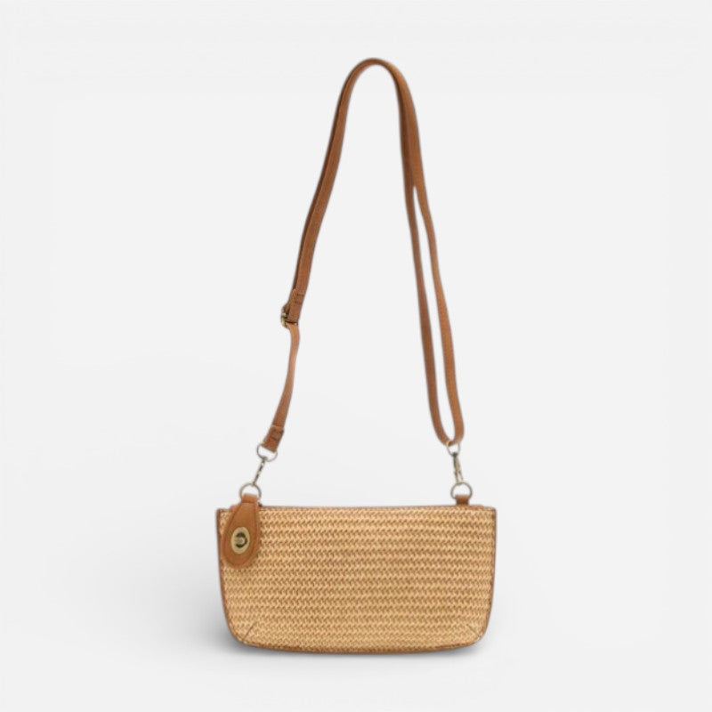 Mini Crossbody Wristlet Clutch Straw Tan