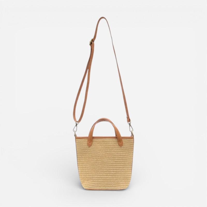 Mini Bucket Crossbody Straw Natural