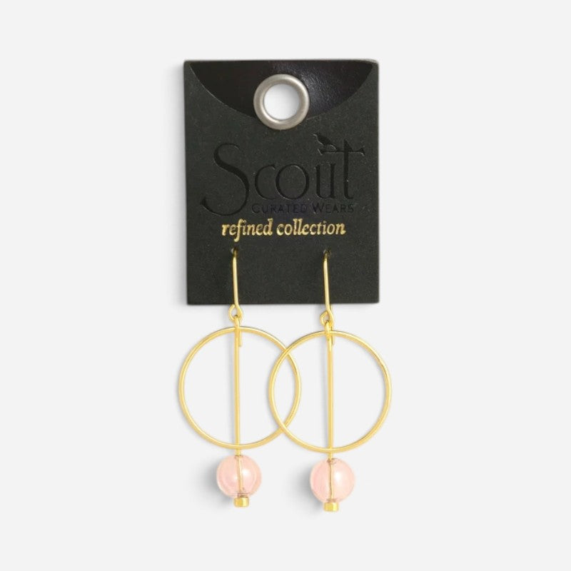Refined Glass Drop Earrings Pink/Gold