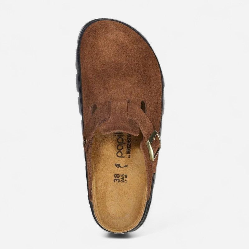 Boston Chunky Dark Tea Suede Leather Narrow
