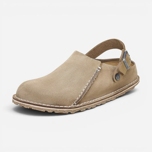 Lutry Grey Taupe Suede Leather Narrow