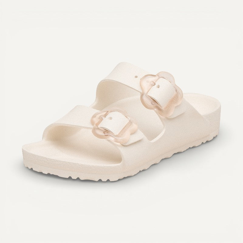 Arizona Kid's Eva Flower Buckle Eggshell Narrow