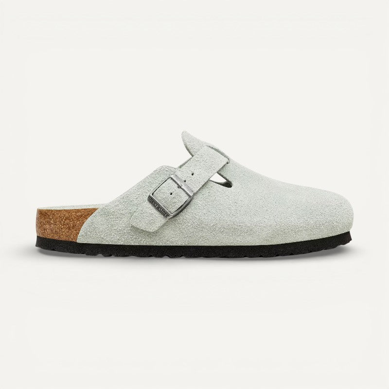 Boston Soft Footbed Sage Suede Leather Narrow