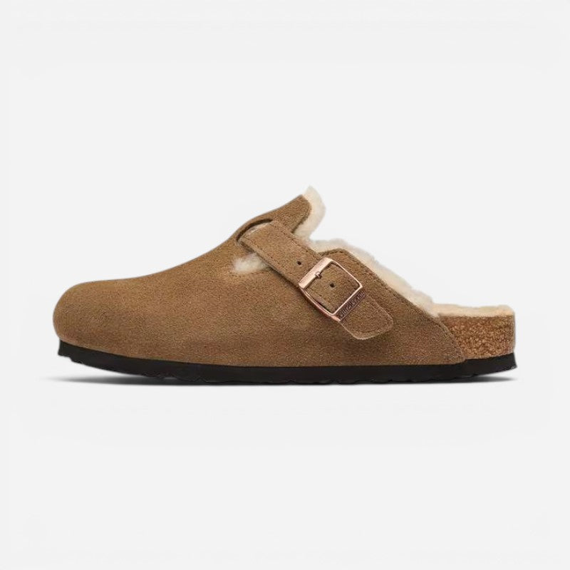Boston Men's Dark Tea Suede Leather Shearling Regular