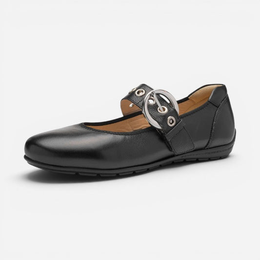 Begonia Black Calf Leather