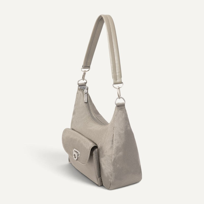 Coastal Flip Lock Half Moon Bag Sterling Shimmer