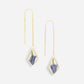 Pressed Flower Thread Earrings Purple Cornflower/Gold