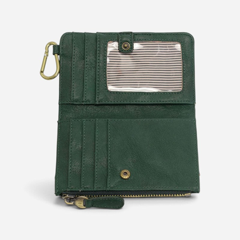 Bobbie Bifold Wallet With Carabiner Deep Green