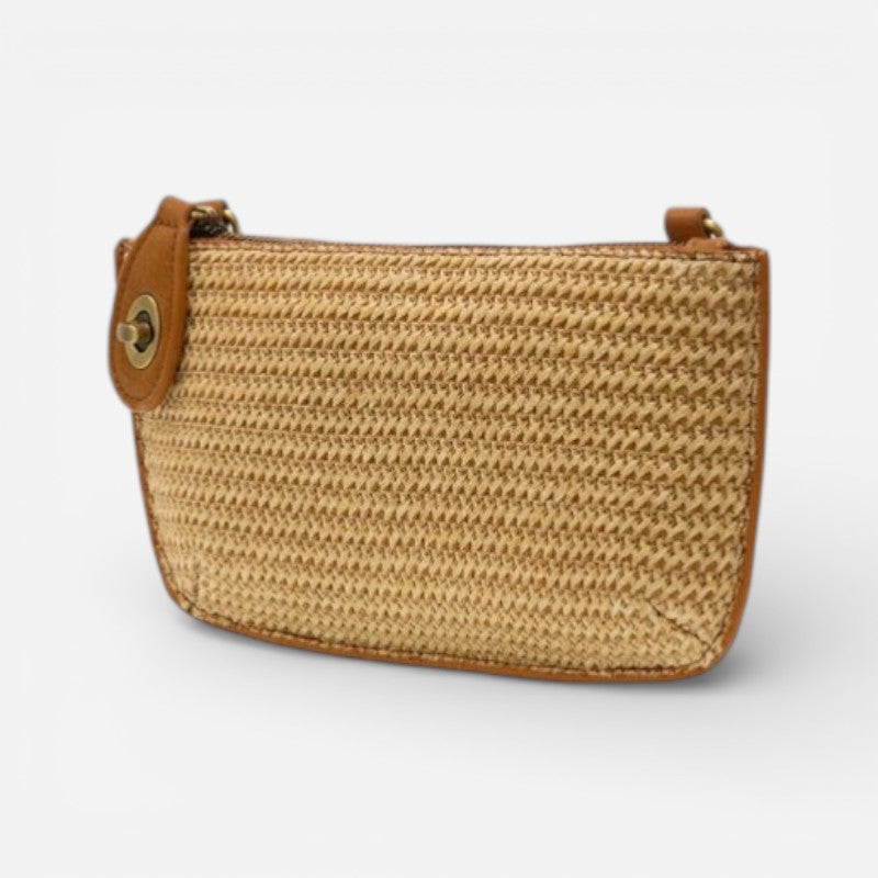 Mini Crossbody Wristlet Clutch Straw Tan