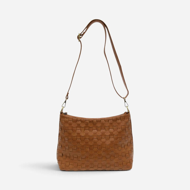 Winnie Woven Hobo Cognac