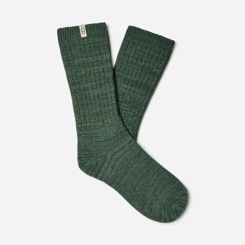 Rib Knit Slouchy Crew Sock Green Stone