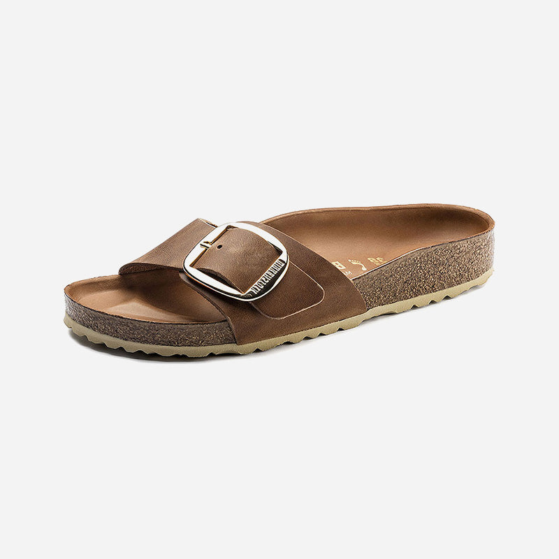 Madrid Big Buckle Cognac Oiled Leather Narrow