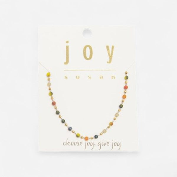 16 Matte Glass Beaded Necklace Multi Bright"