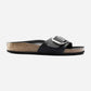 Madrid Big Buckle Black Oiled Leather Narrow