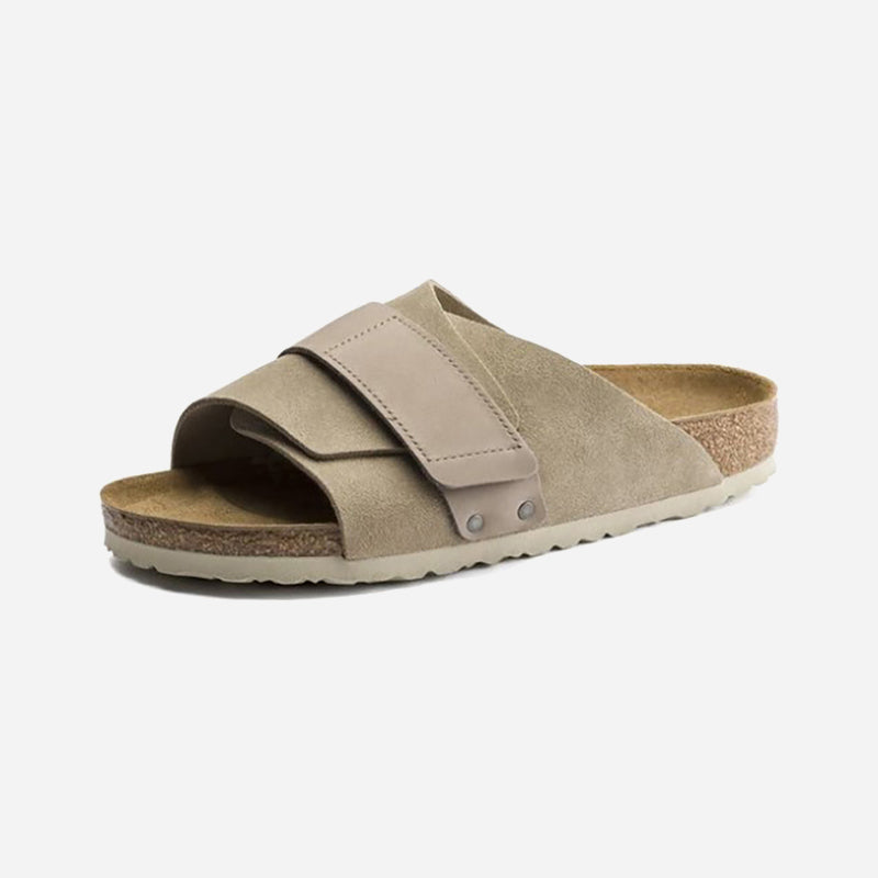 Kyoto Taupe Suede And Nubuck Leather Narrow