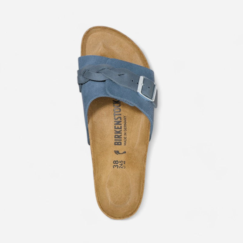 Oita Braided Elemental Blue Suede Leather Narrow