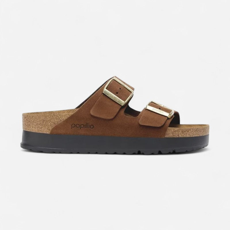Arizona Platform Dark Tea Nubuck Leather Narrow
