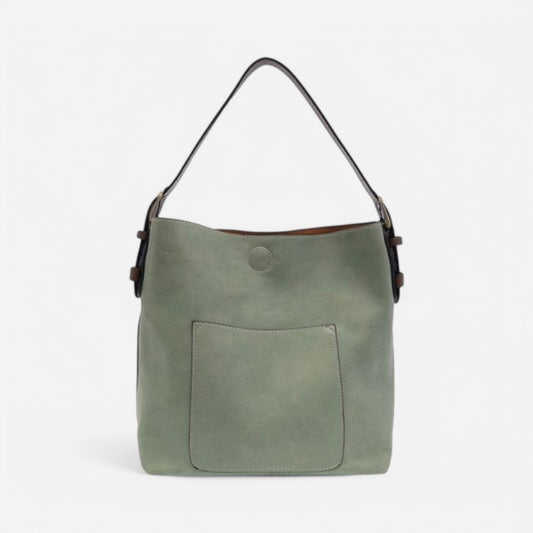 Classic Hobo Handbag Dusty Sage/Coffee