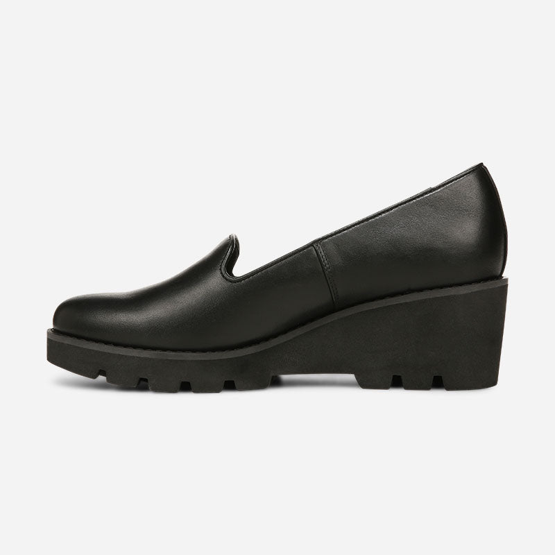 Willa Wedge Black Leather