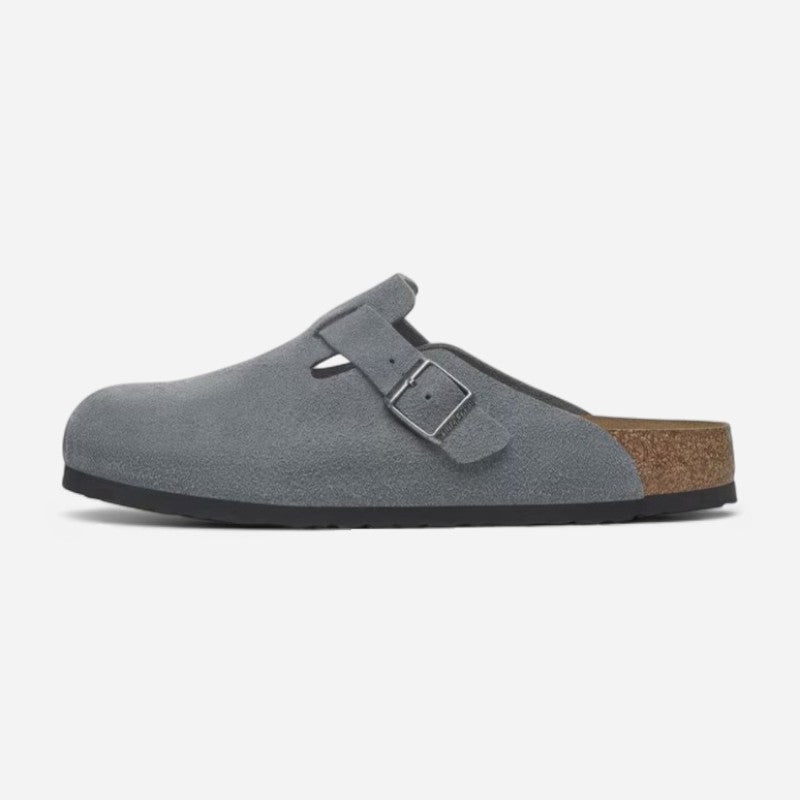 Boston Soft Footbed Basalt Gray Suede Leather Narrow