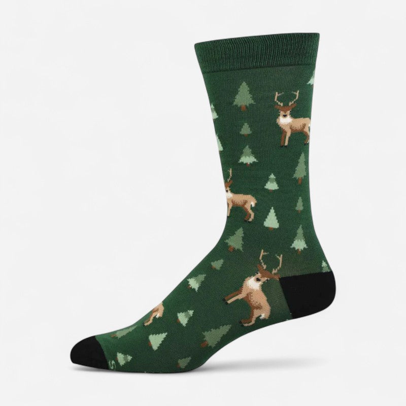 Men's Bamboo Deer In The Trees Green